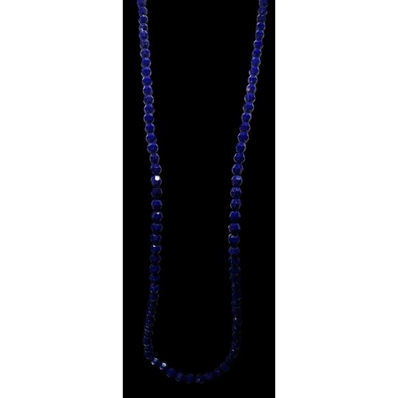 Dark Elegant Blue Faceted Glass Beaded Necklace - Picture 5 of 6